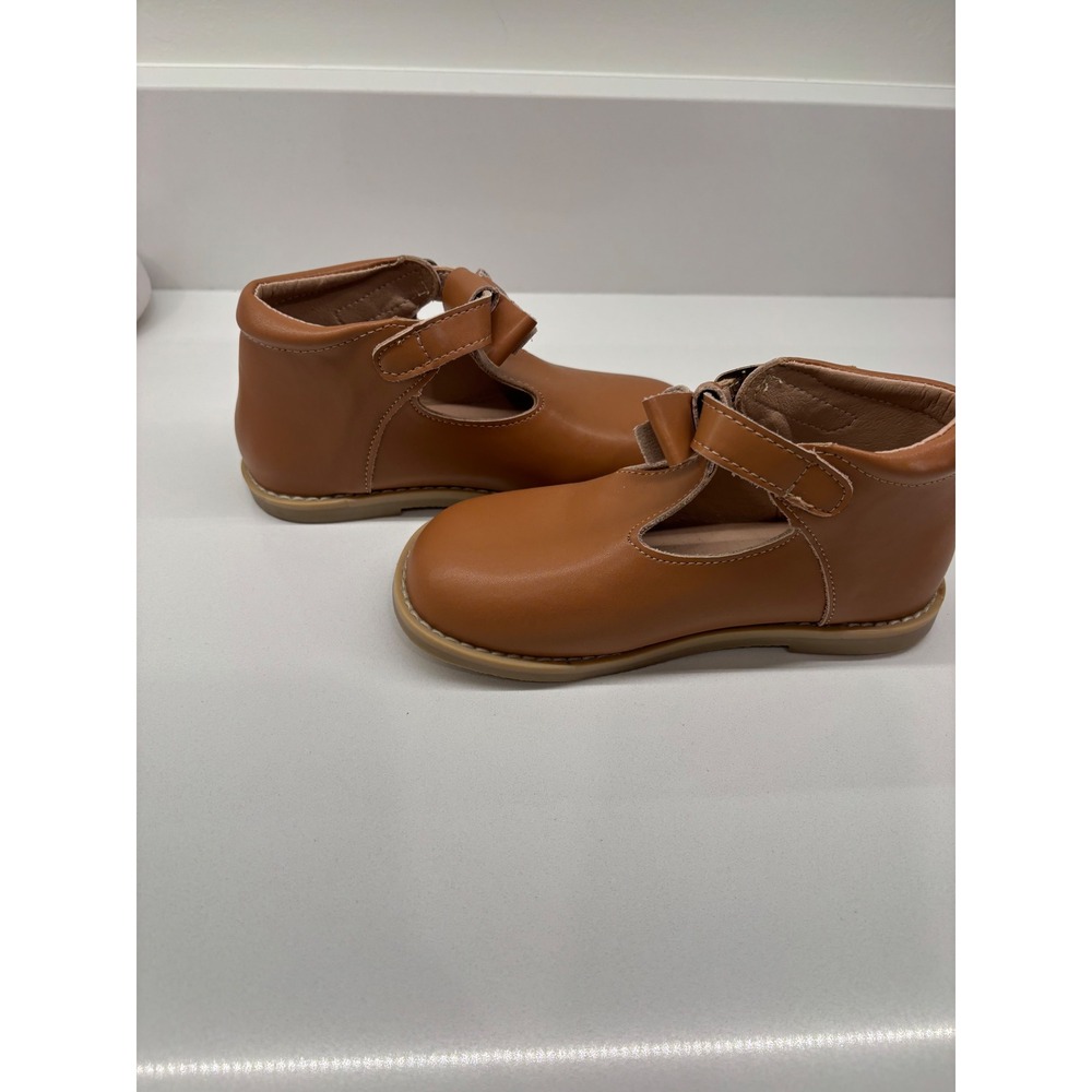 Sweet Honey Girls Tan Brown Bow T-Strap Ankle Boots Size 11 - Picture 2 of 2